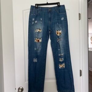 Stylish Distressed Blue Boyfriend Jeans